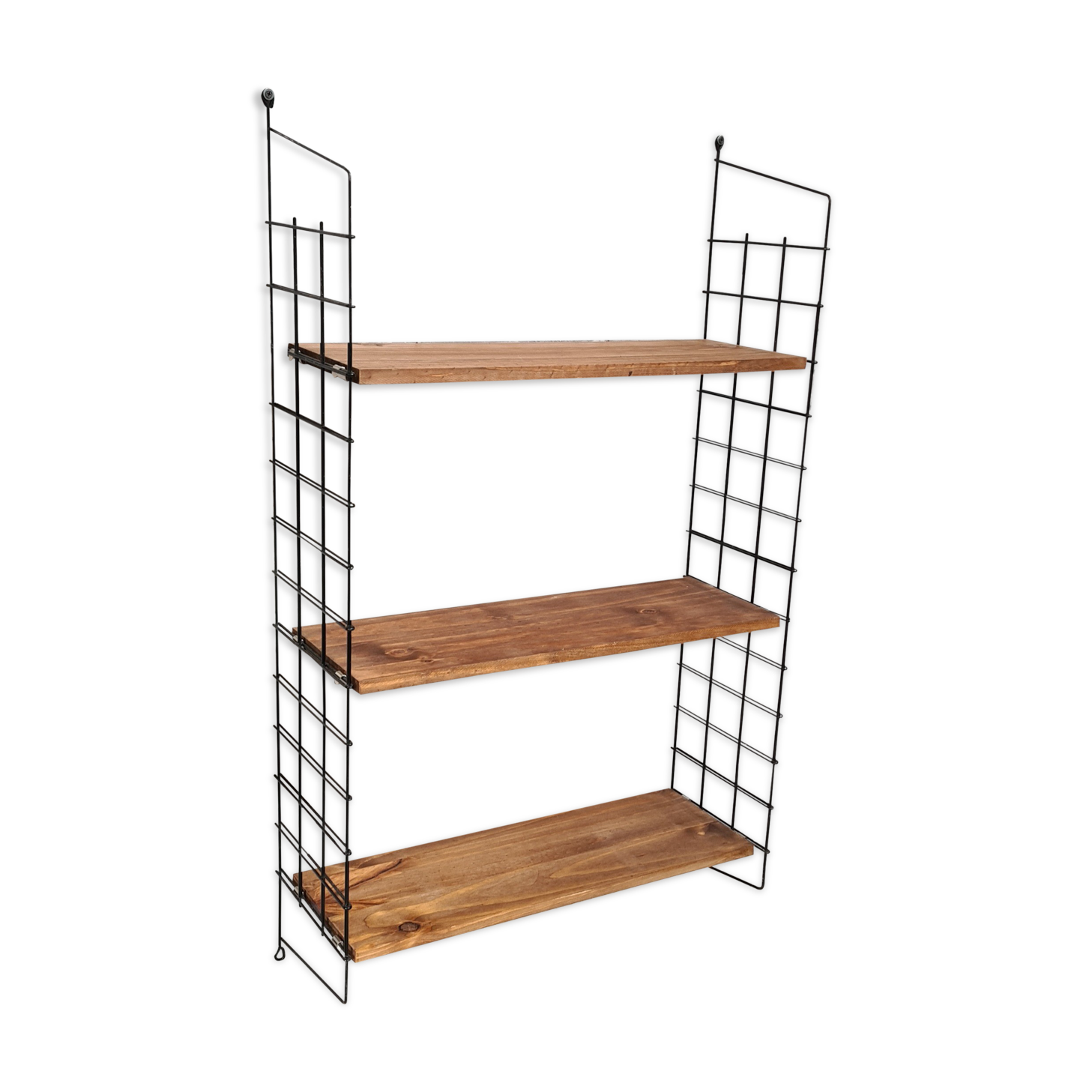 Scandinavian shelving unit, 1960-70, 3 raw wood shelves