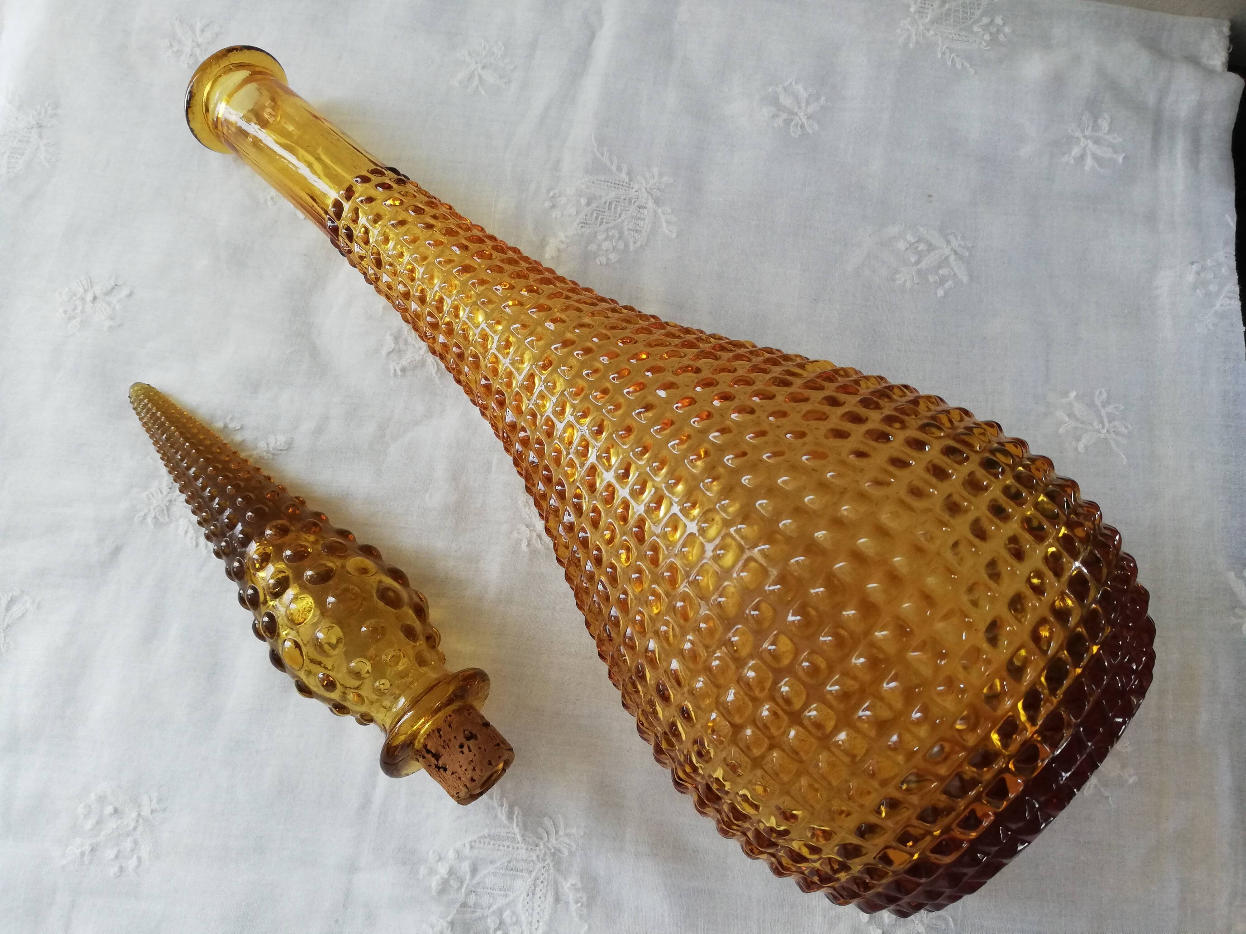 Vintage amber Italian carafe