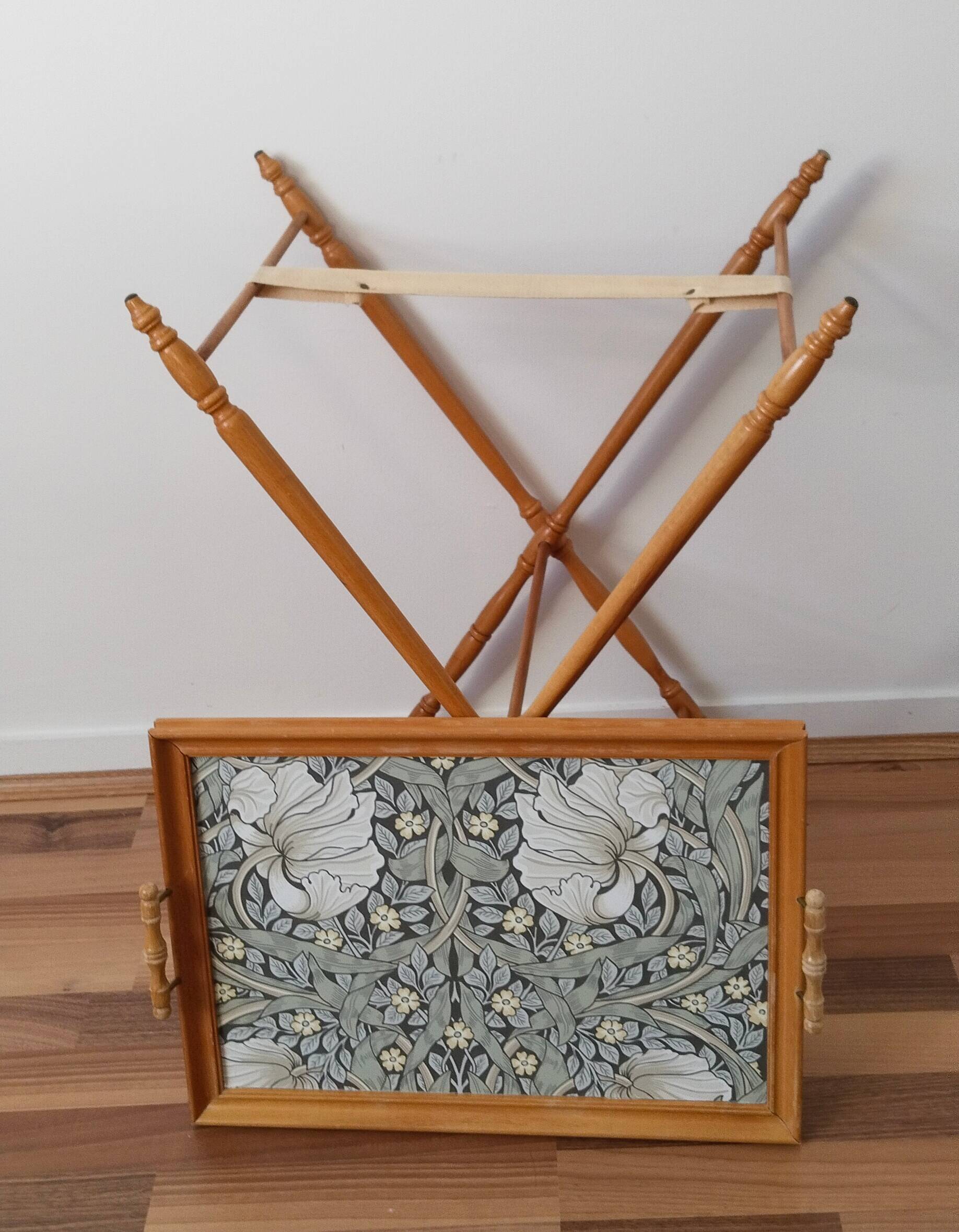 Wooden tray table, folding, vintage, side table