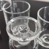 Set of 8 transparent Cavalier Luminarc liqueur glasses with vintage 70'S patterns