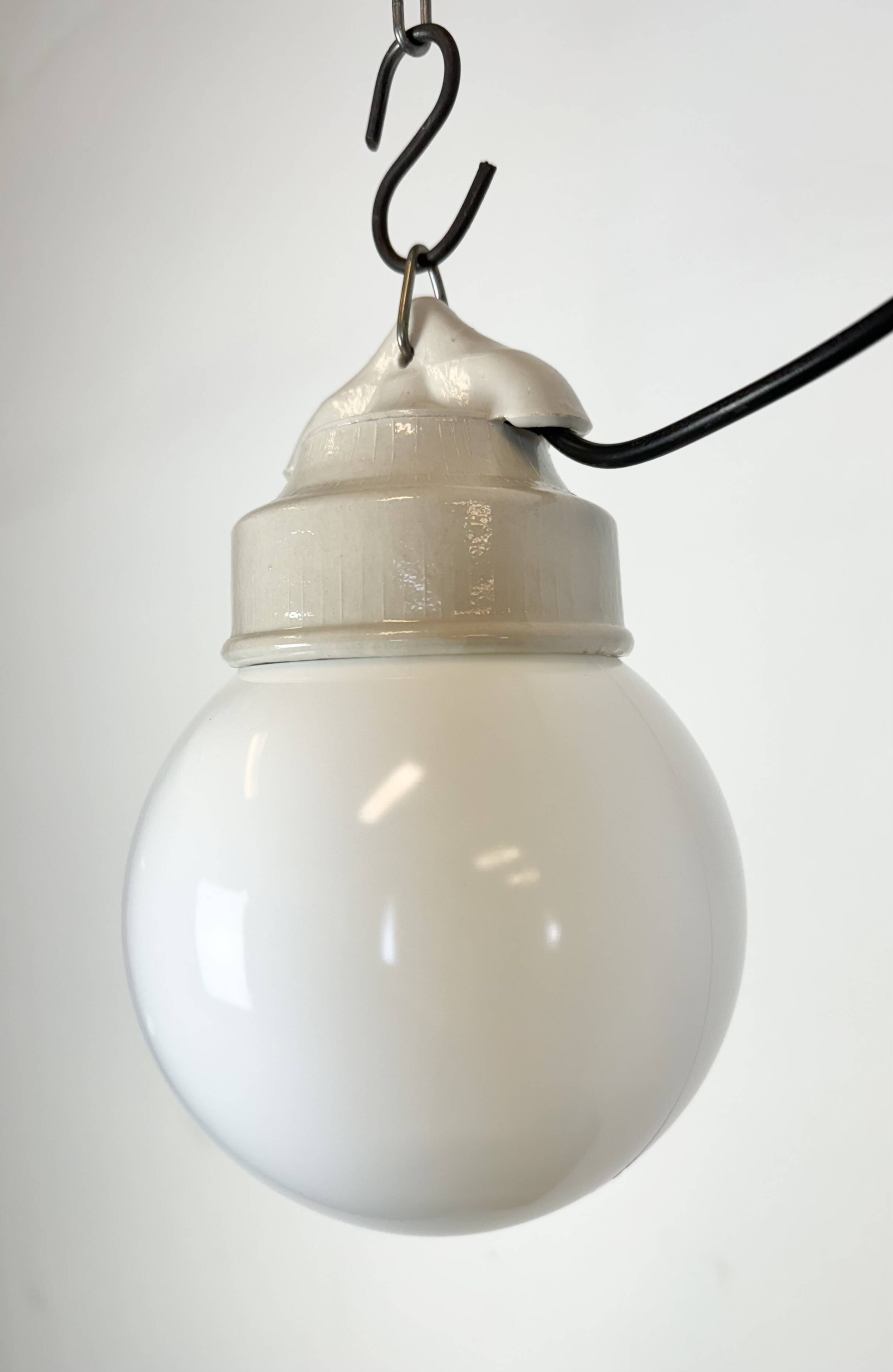 Vintage White Porcelain Pendant Light, 1970s