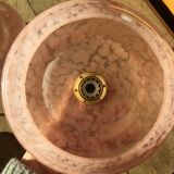 Pair of Art Deco suspensions in pink Clichy glass