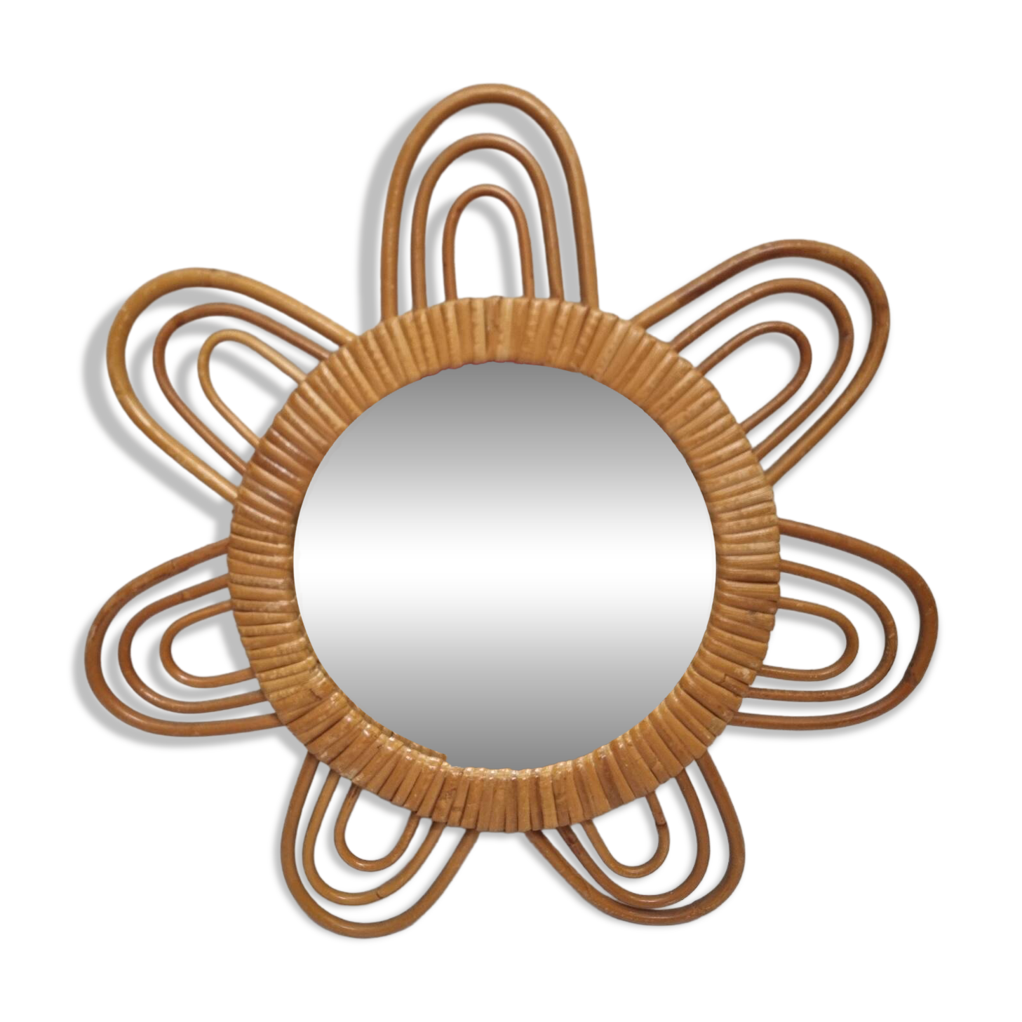 Rattan sunburst mirror from 1970