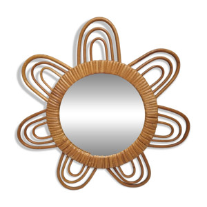 miroir soleil rotin de