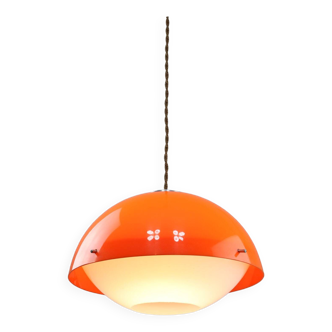 Italian space age orange plexiglass pendant lamp, 1970s