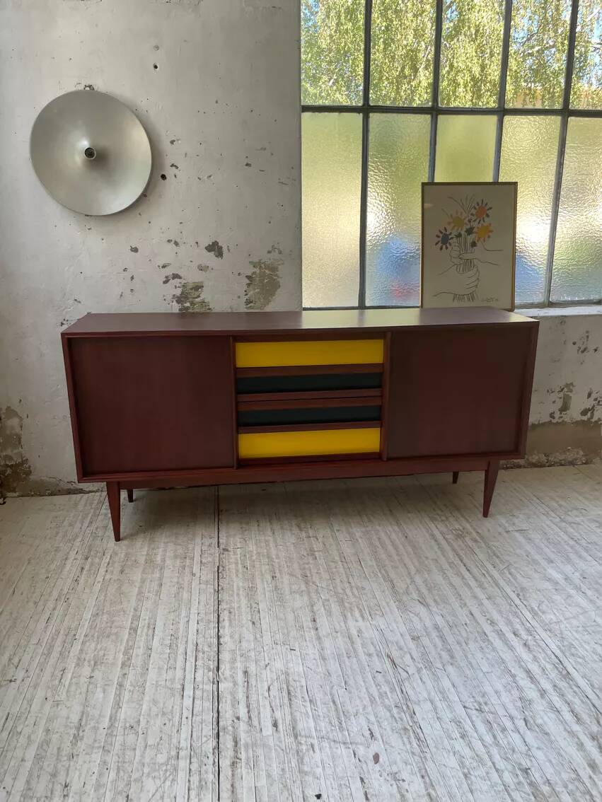 Scandinavian modernist teak sideboard with 4 drawers