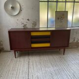 Enfilade scandinave moderniste en teck à 4 tiroirs