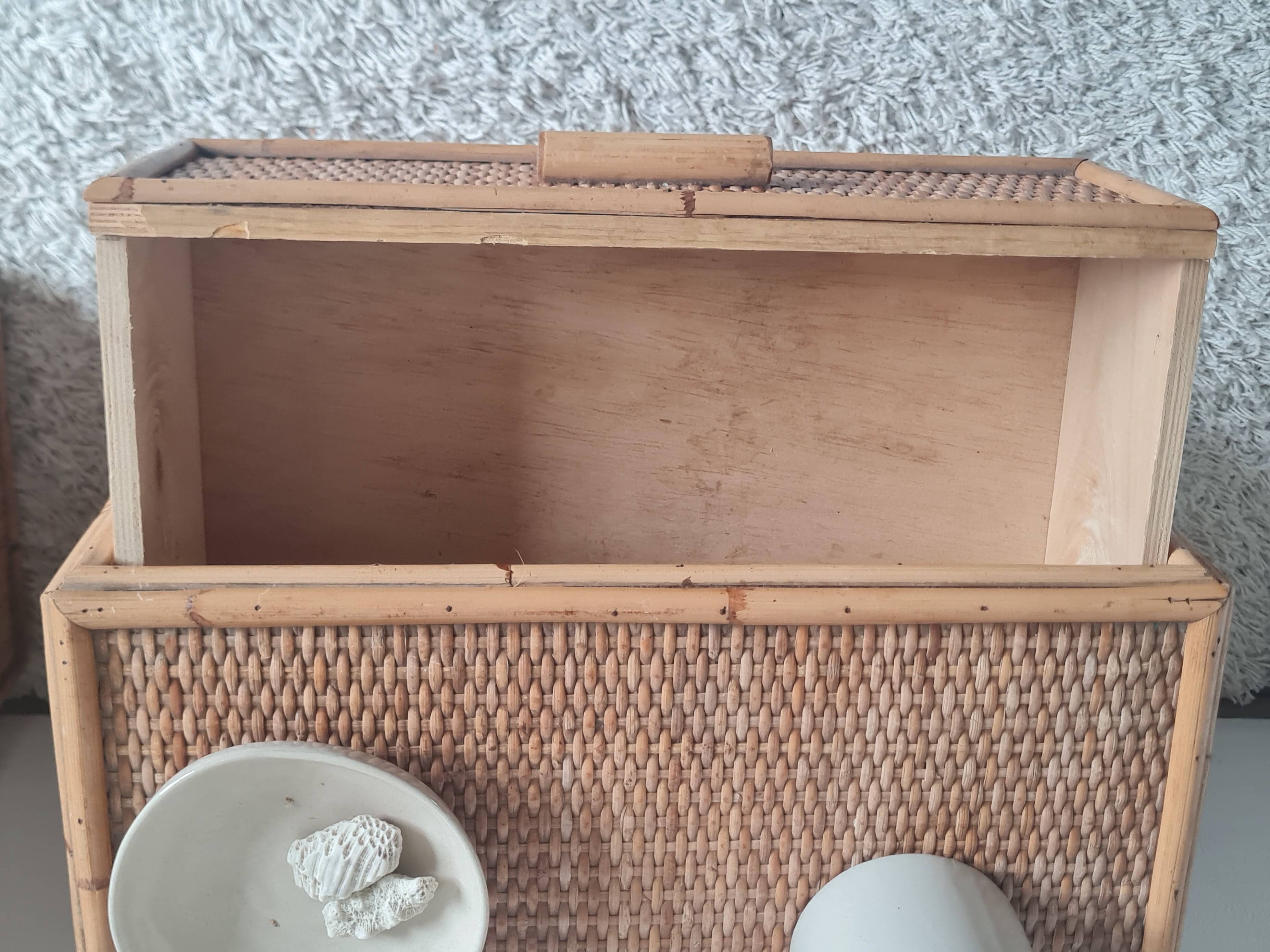 Pair of rattan bedside tables circa the 1970s.