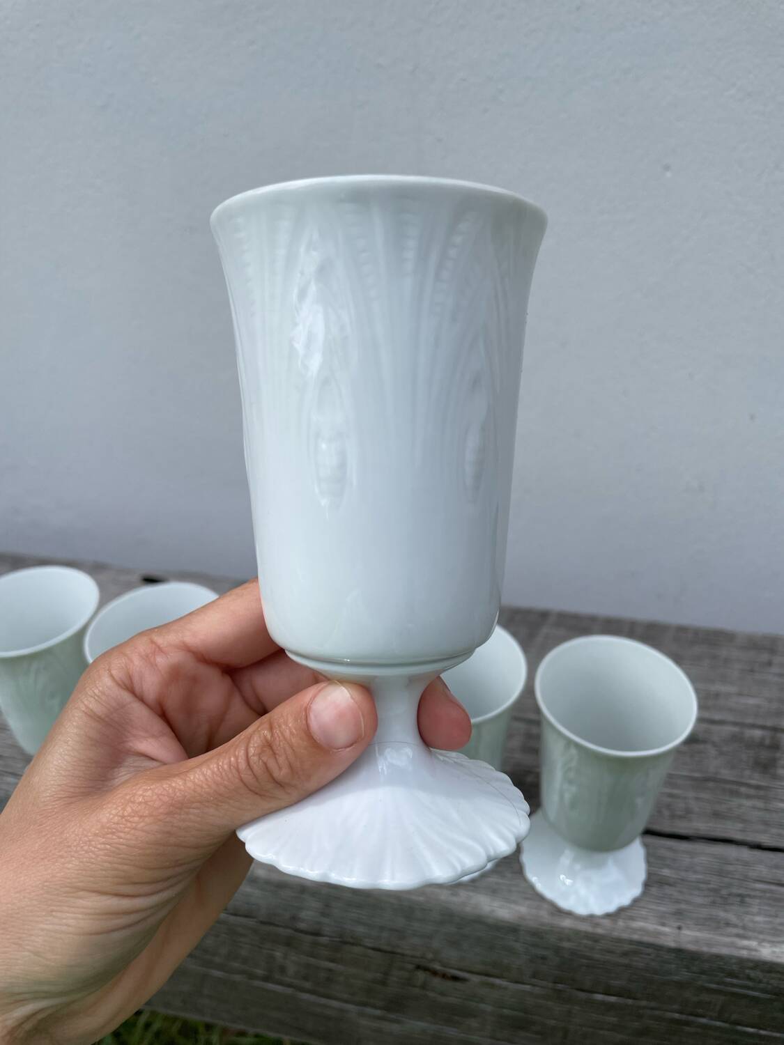 Plain white mazagran cups Limoges Seignolles Edelweis