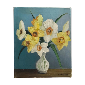 Huile sur toile bouquet de fleurs