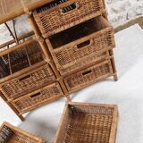 Wicker and rattan chest of drawers with 8 drawers