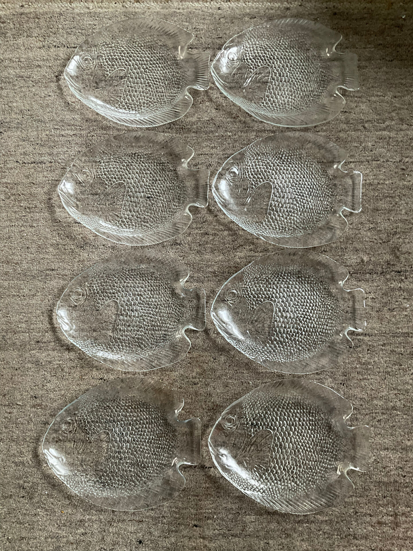 Set of 8 vintage fish plates Arcoroc France