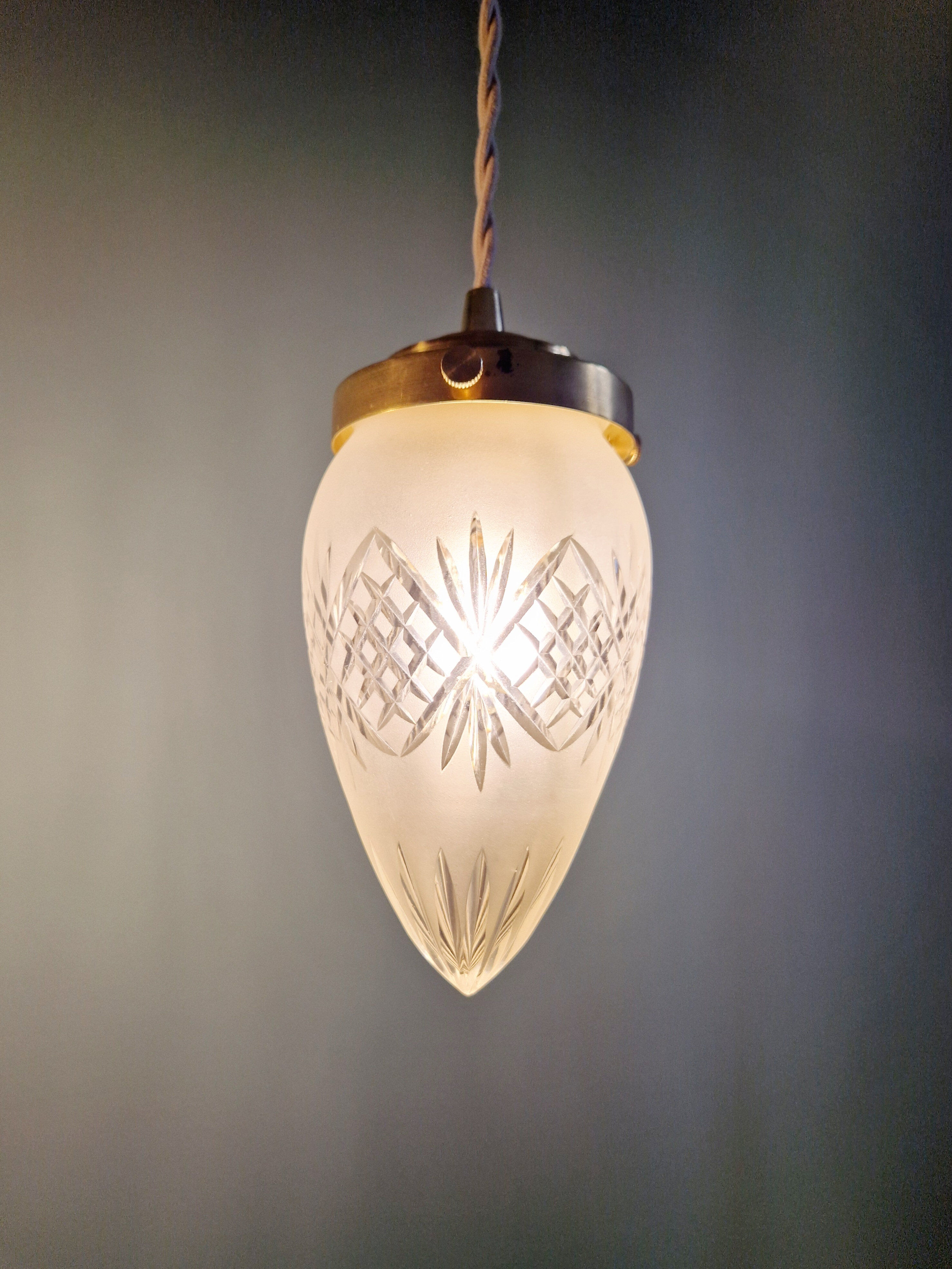 Frosted crystal suspension (3 available), early 20th century.