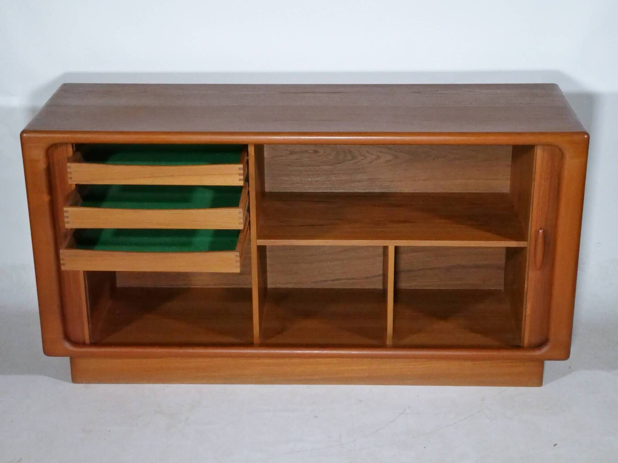 Teak sideboard by dyrlund, sliding door dresser, danish design, 1960s
