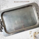 Vintage tray in silver stainless steel and palm tree