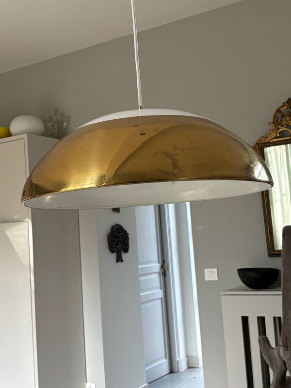 suspension laiton et porcelaine - Suède années 60/70