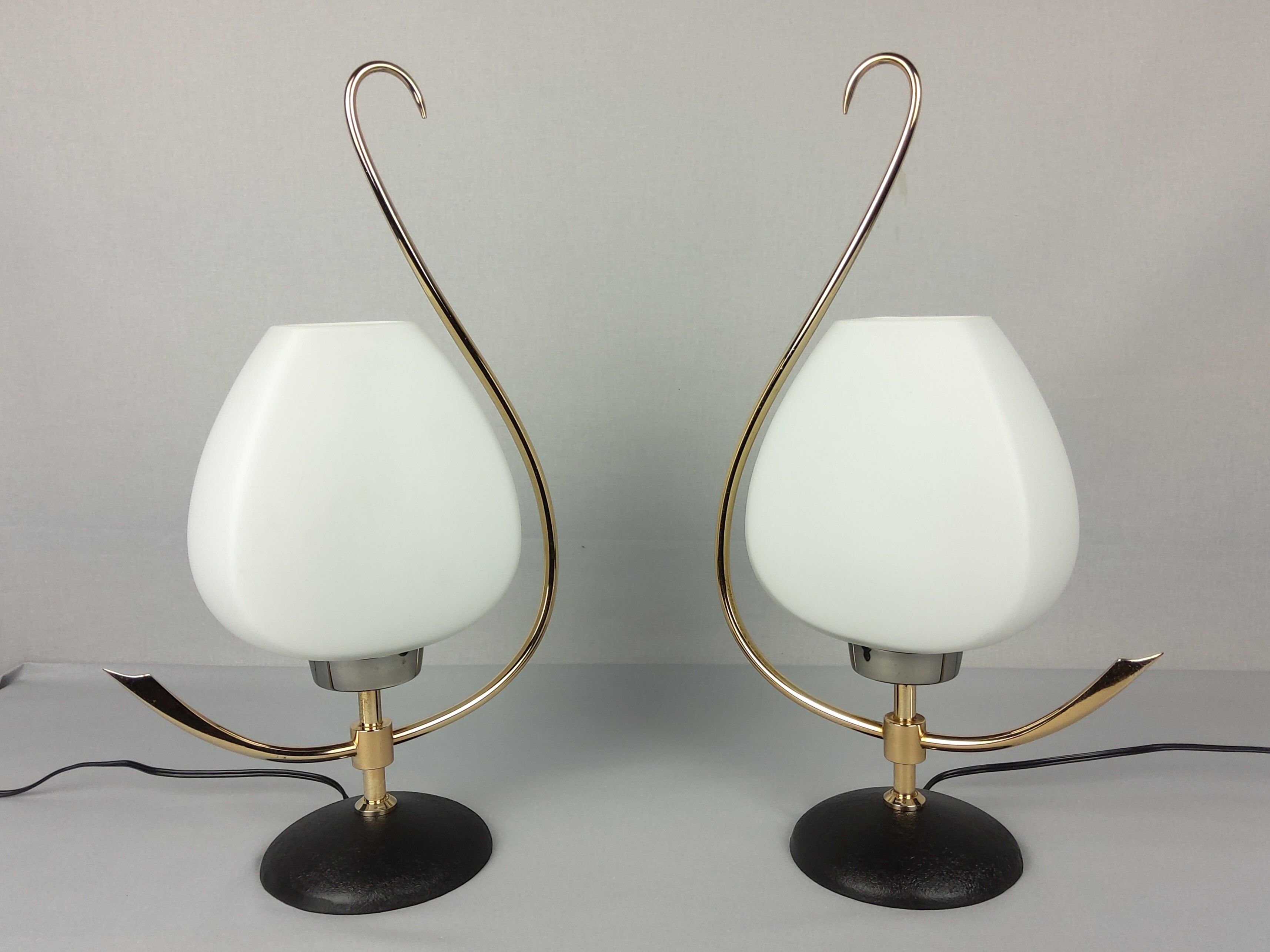 2 arlus opaline and brass lamps 1960