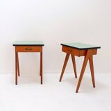 Pair of vintage compass legs bedside tables - circa 1960