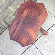 Vintage brutalist wooden tripod stool from the 60s and 70s