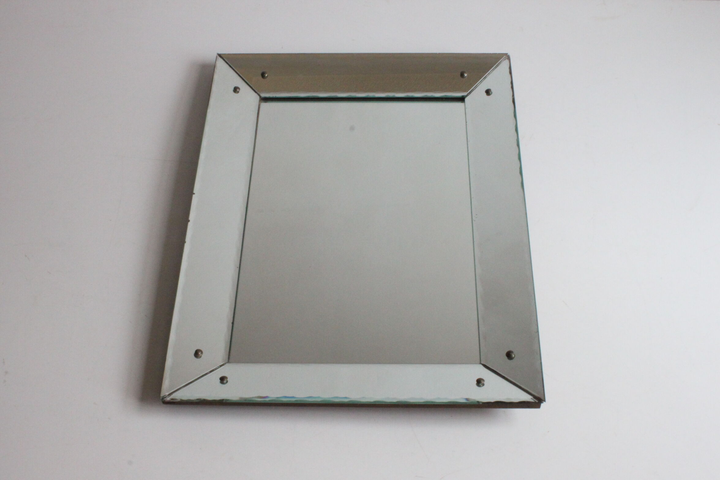 Art Deco box mirror with scalloped edges France 1930s