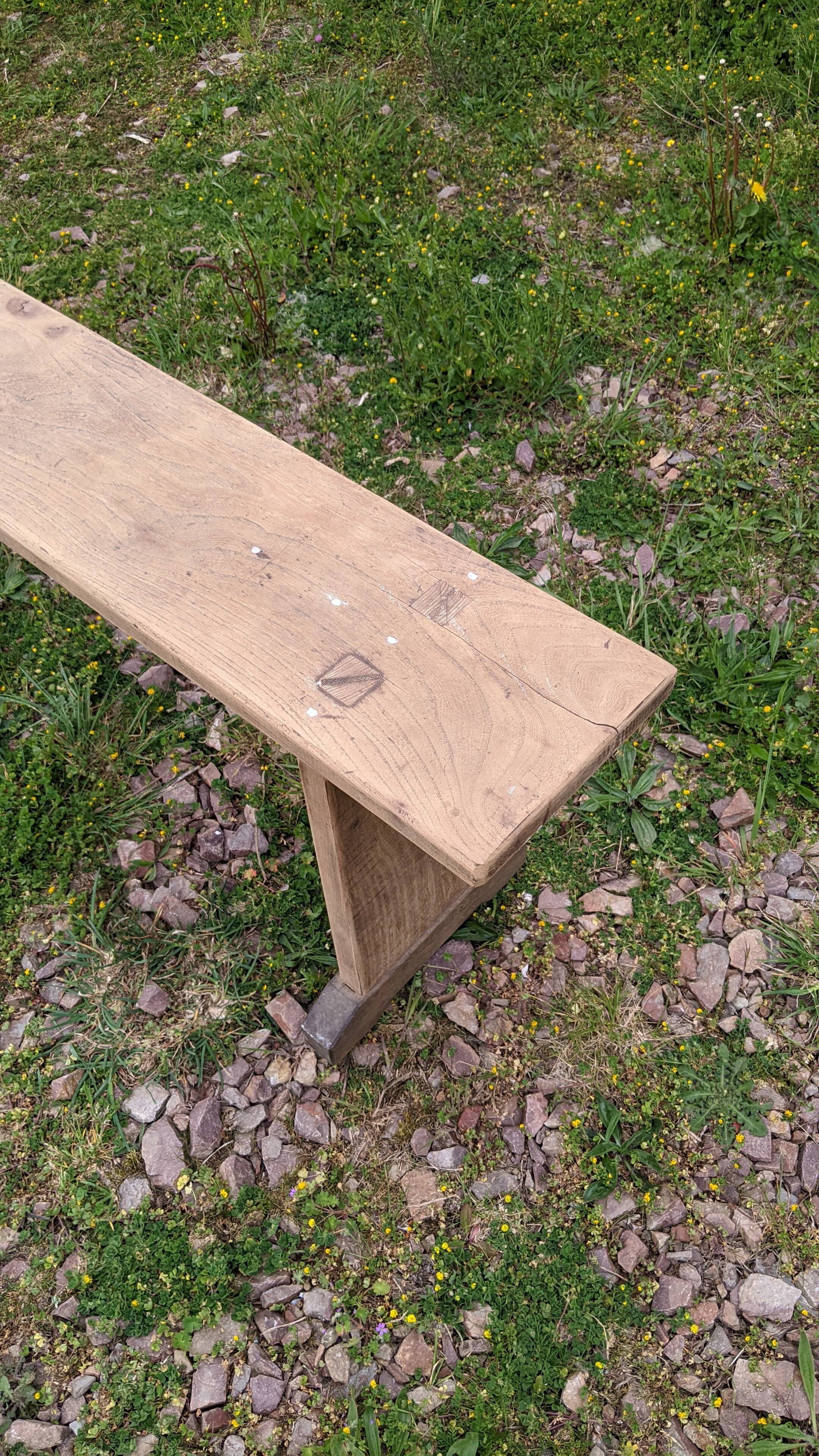 Old farm bench in chene