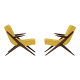Pair of lounge chairs by ULUV reupholstered in Kvadrat Hallingdal, Czechoslovakia, 1960s