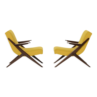 Pair of lounge chairs by ULUV reupholstered in Kvadrat Hallingdal, Czechoslovakia, 1960s