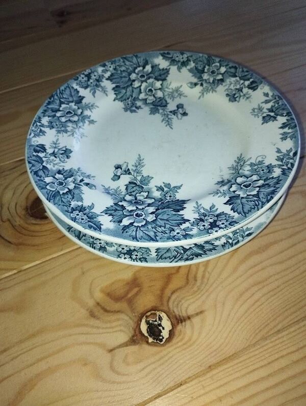 Assiettes Montées “Marie-Louise” – Saint-Amand   Paire Ancienne 23 cm
