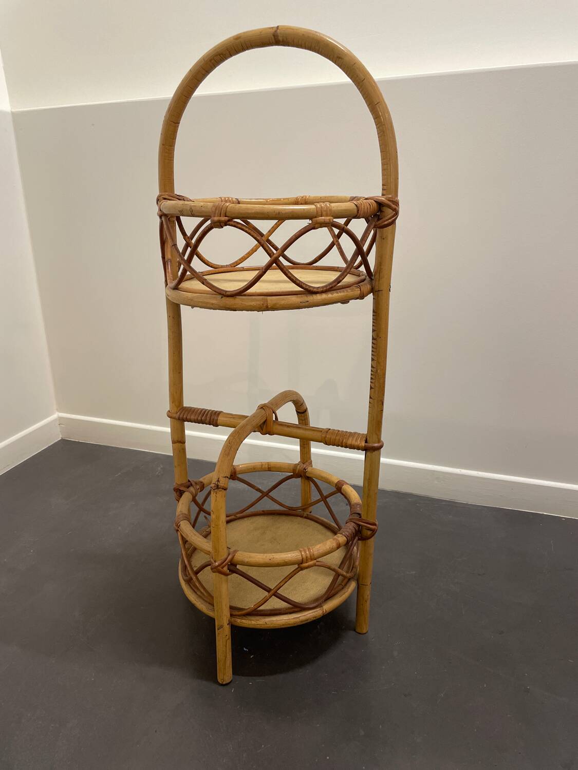 Vintage bamboo rattan server, 1950s