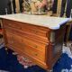 3-drawer chest of drawers in solid mahogany with white marble top in Louis XVI style