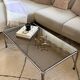 Ancienne table basse chrome et verre fumé vintage