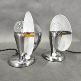 Pair Bauhaus Chrome Adjustable Table Lamps, 1930s Czechoslovakia