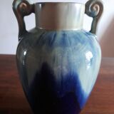 Vase with flamed blue signature in art deco ceramic