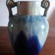 Vase with flamed blue signature in art deco ceramic