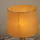 Vintage French Round Brass Table Lamp With Beige and Gold Shade