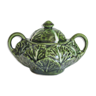 Vintage barbotine cabbage sugar bowl