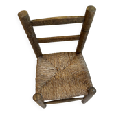 Chaise enfant en paille et bois