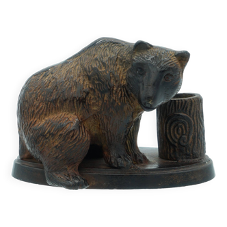 Bronze inkwell Bear or table candle holder