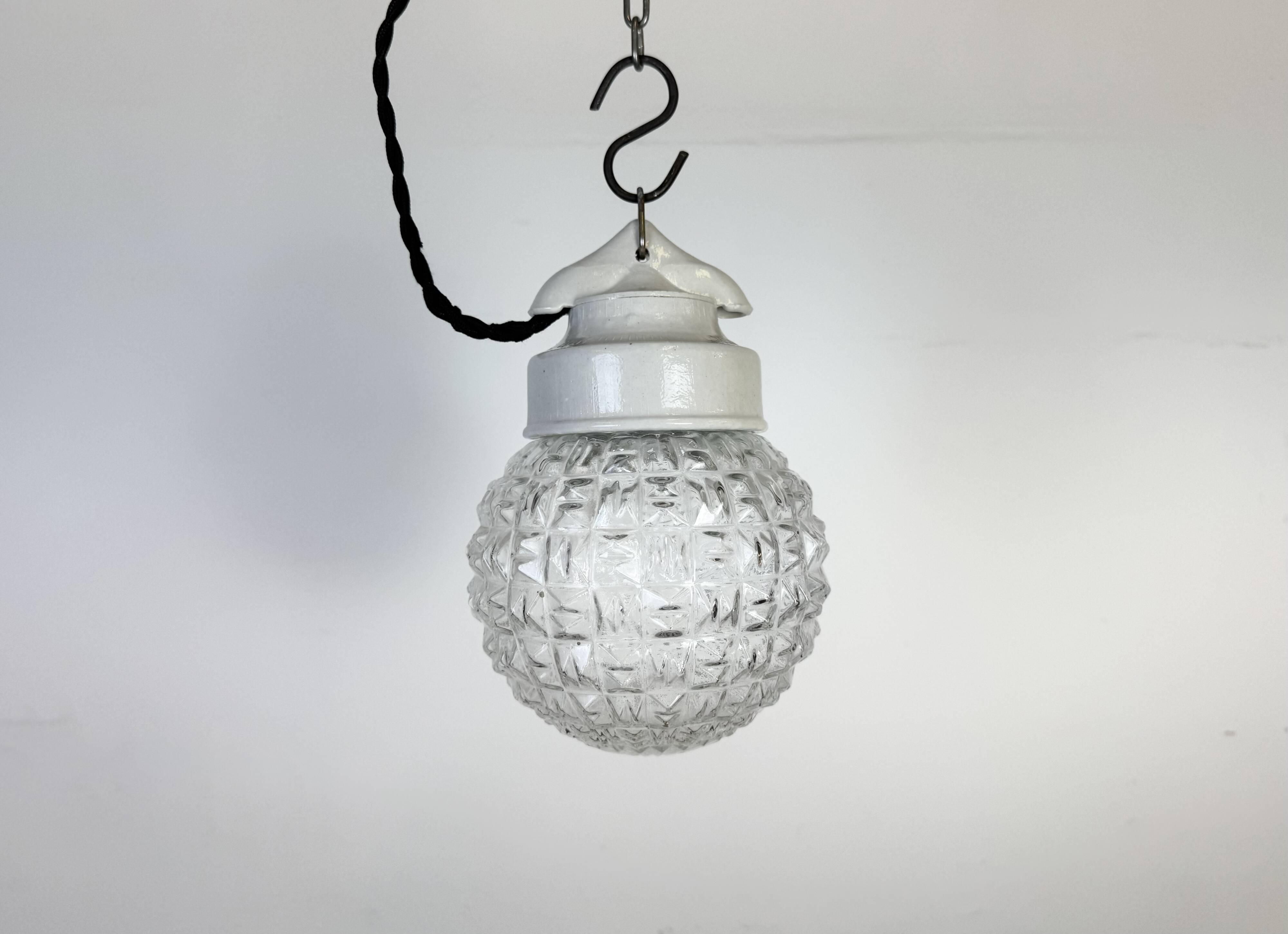 Vintage White Porcelain Pendant Light, 1970s