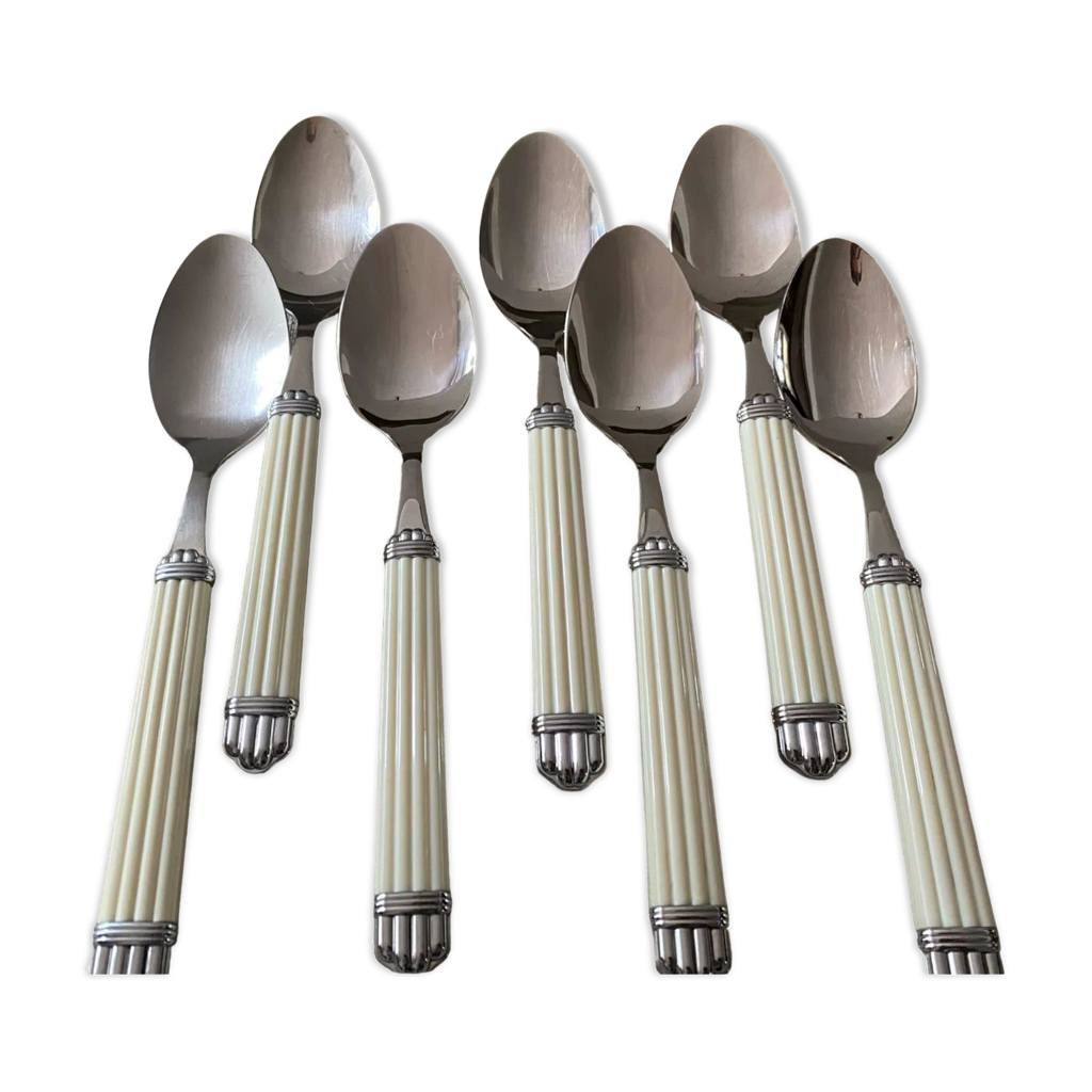 Série de 6 cuillères de table modèle Dax en métal argenté