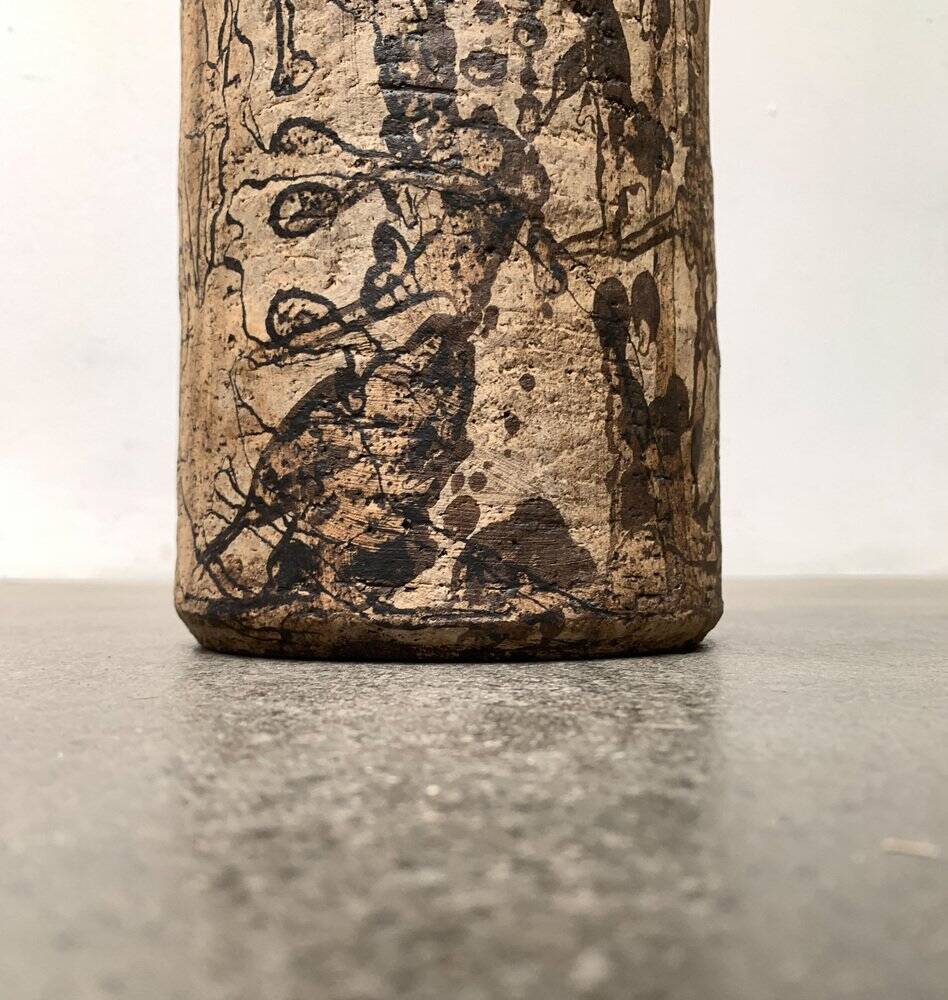 Brutalist Mid-Century Vase in German Ceramic by Gerhard Liebenthron, 1977