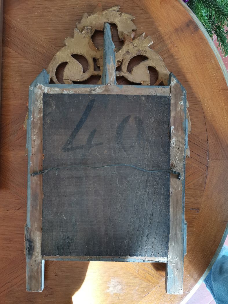 Miroir Louis XVI bois sculpté doré 64x38cm