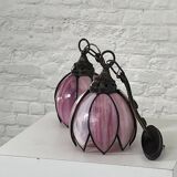 paire d'applique en fer et patte de verre style Tiffany