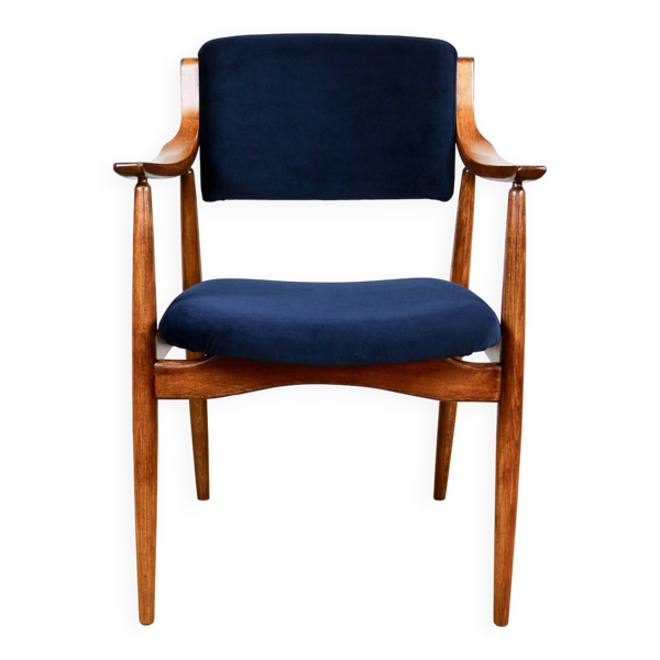 Fauteuil de bureau danois vintage - bleu marine