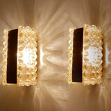 Pair Apliques Vintage Limburg, Golden Bubble Glass, 70s