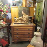 Oak chest of drawers with marble top, 1940-1950