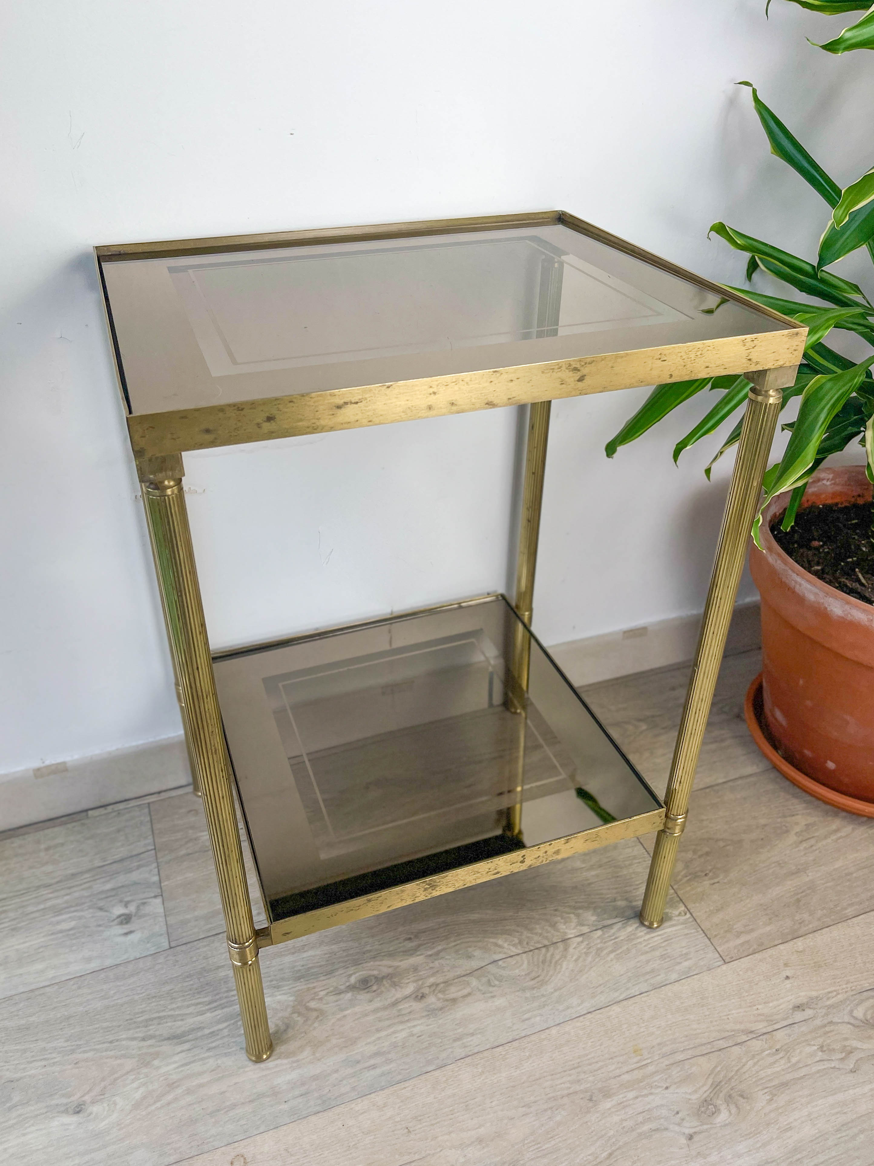 Brass and smoked glass harness 1970