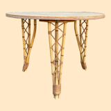 Bamboo and rattan table attributed to Audoux Minet