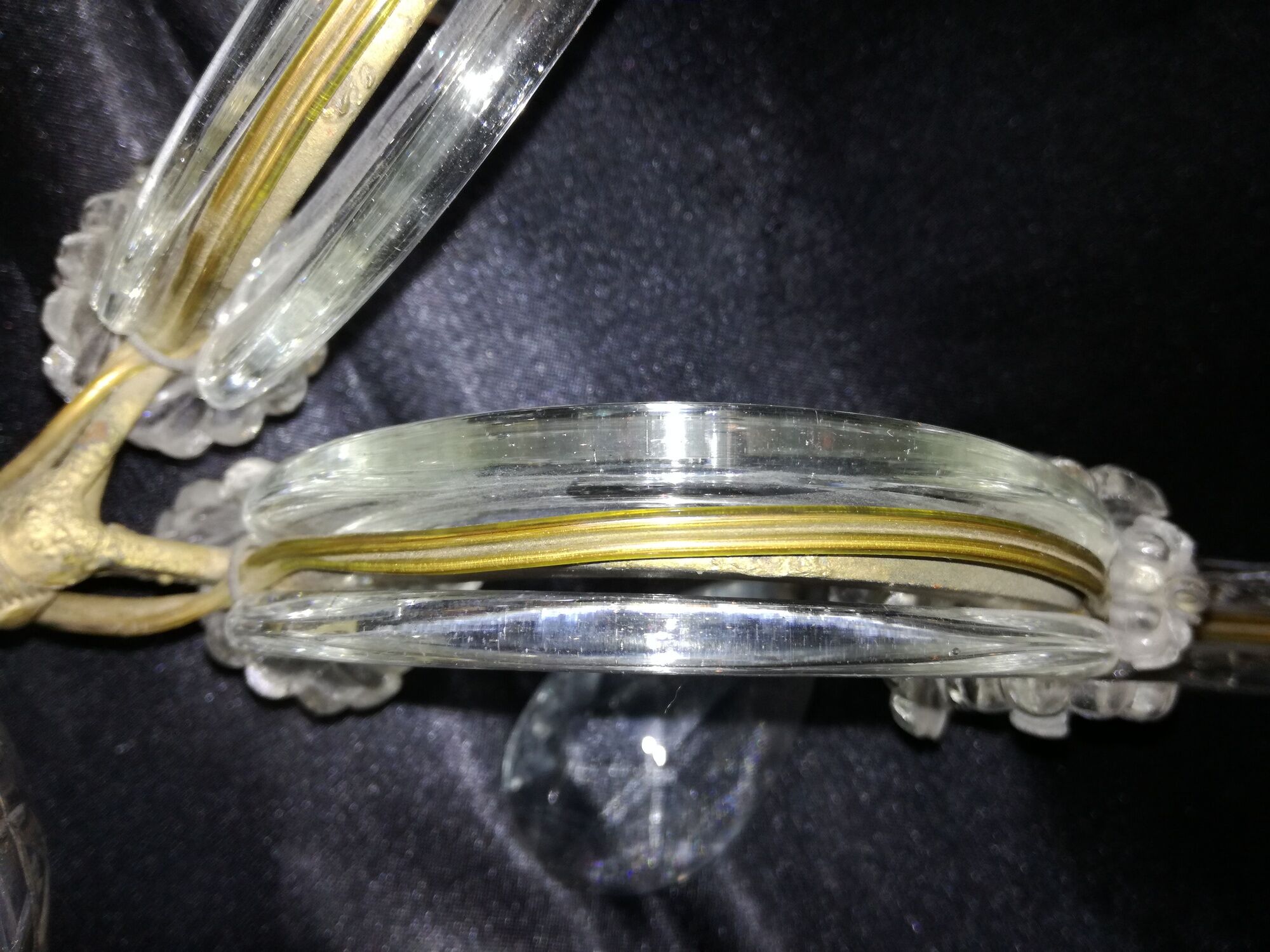 Two sconces 2 glass lights and crystal stamps