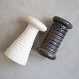 Set of 2 vintage vases - ribbed ceramic